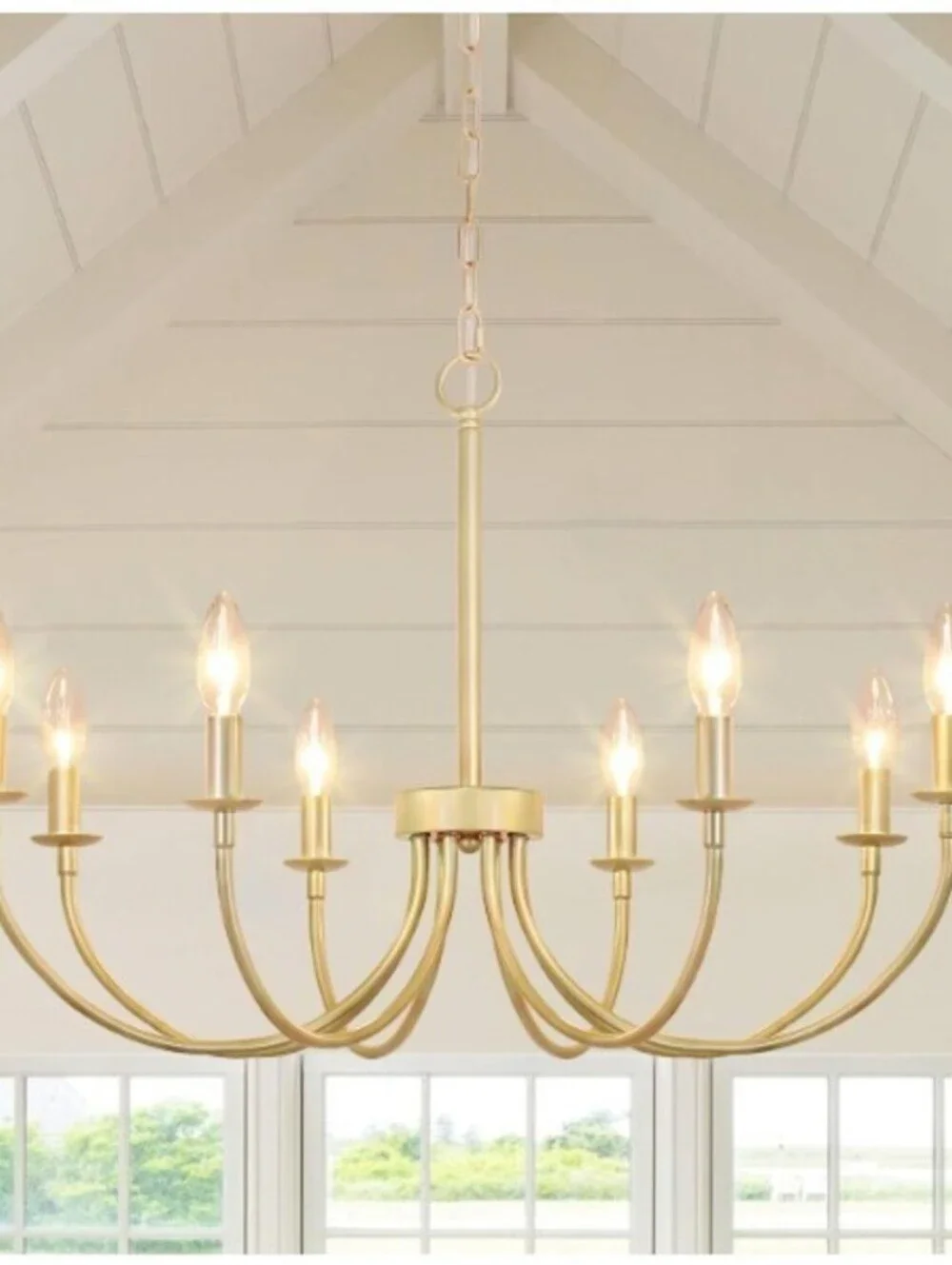 8-Light Adjustable Height Gold Chandelier